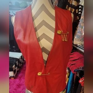 Vintage Red Braefair Leather Vest
